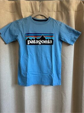 NWOT Patagonia Kids Blue classic Logo Short Sleeve Tee